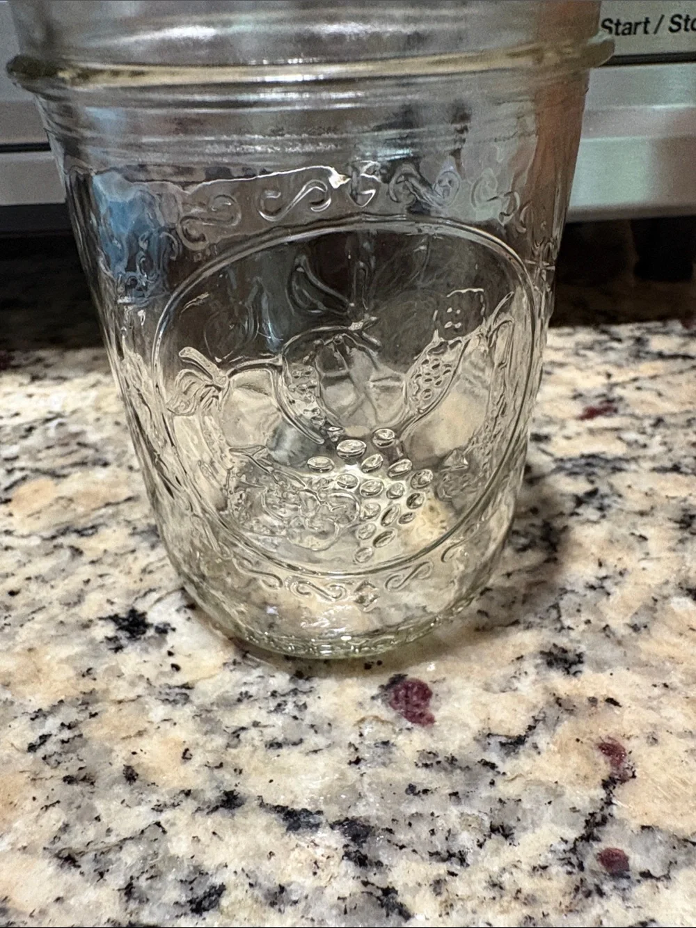 6 OZ Embossed Glass Ball Jars with Silver Lids - Set of 2